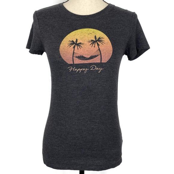 Free State Graphic Tee Happy Day Hammock Short Sleeve Charcoal Womens Sz Med - Picture 1 of 9
